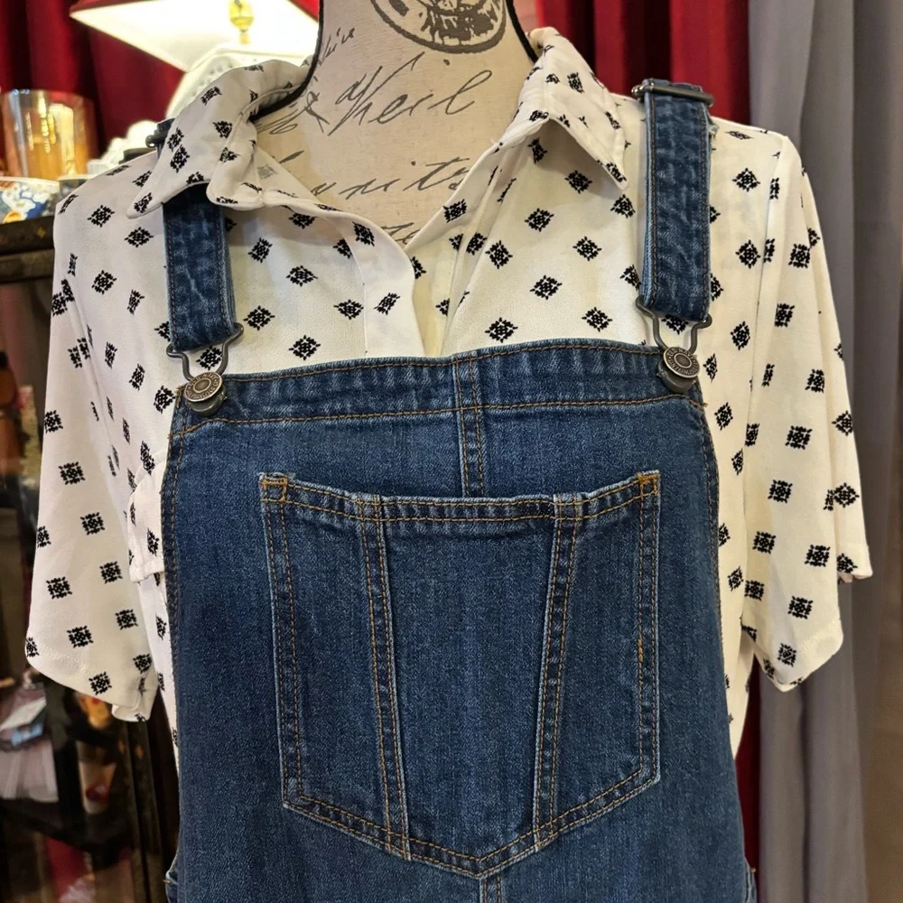 Old Navy Distressed Overall Shorts - Picture 5 of 6